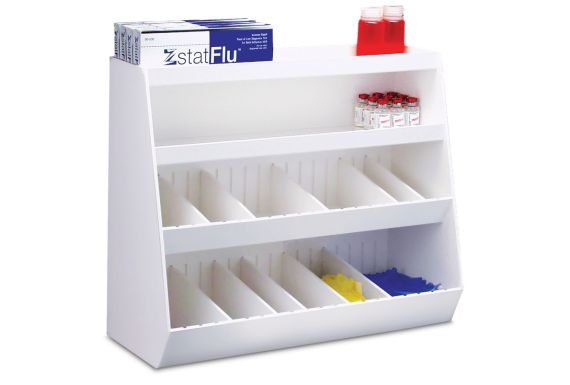 Lab Storage Bin, 14 adjustable bins, 2-shelves, 24x20x10in WHD